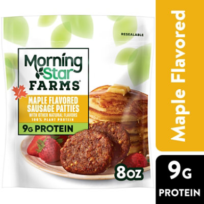 MorningStar Farms Meatless Sausage Patties Plant Based Protein Maple Flavored 6 Count - 8 Oz  - Image 1