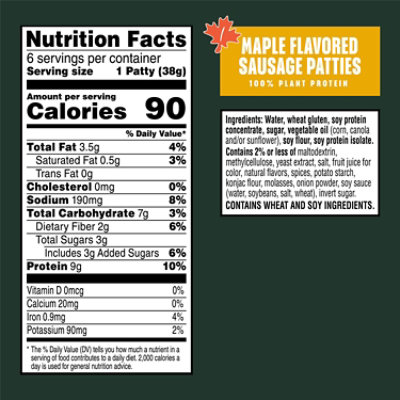 MorningStar Farms Meatless Sausage Patties Plant Based Protein Maple Flavored 6 Count - 8 Oz  - Image 5