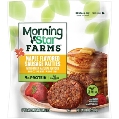 MorningStar Farms Meatless Sausage Patties Plant Based Protein Maple Flavored 6 Count - 8 Oz  - Image 6