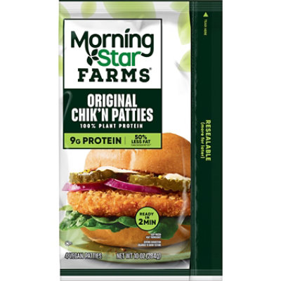 MorningStar Farms Plant Based Chikn Patties Original Vegan Meat 4 Count - 10 Oz - Image 6