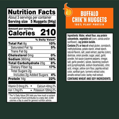 MorningStar Farms Veggitizers Plant Based Chikn Nuggets Buffalo Vegan Meat - 10.5 Oz - Image 5