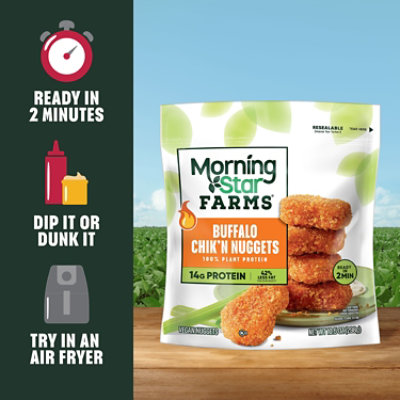 MorningStar Farms Meatless Chicken Wings Plant Based Protein Vegan Meat Buffalo - 10.5 Oz - Image 3