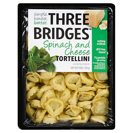 Three Bridges Organic Spinach & Cheese Tortellini - 9 Oz