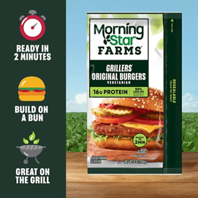 MorningStar Farms Veggie Burgers Plant Based Protein Grillers Original 4 Count - 9 Oz - Image 4