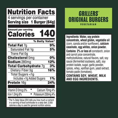 MorningStar Farms Veggie Burgers Plant Based Protein Grillers Original 4 Count - 9 Oz - Image 2