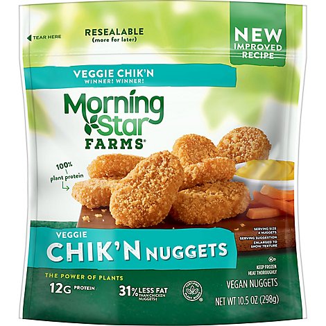 MorningStar Farms Meatless Chicken Nuggets Plant Based Protein Vegan Meat Original - 10.5 Oz