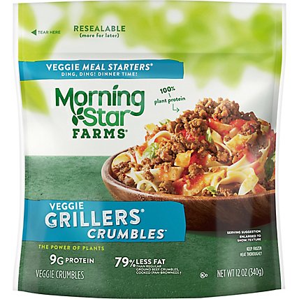 MorningStar Farms Veggie Meal Starters Crumbles Vegan Grillers Original - 12 Oz - Image 2