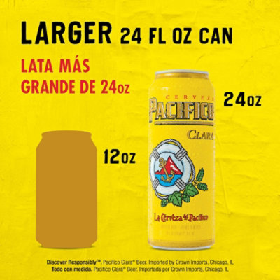 Pacifico Clara 4.4% ABV Lager Mexican Beer Can - 24 Fl. Oz. - Image 4