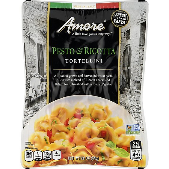 Amore Tortellini Pesto & Ricotta Vacuum Packed - 8.8 Oz