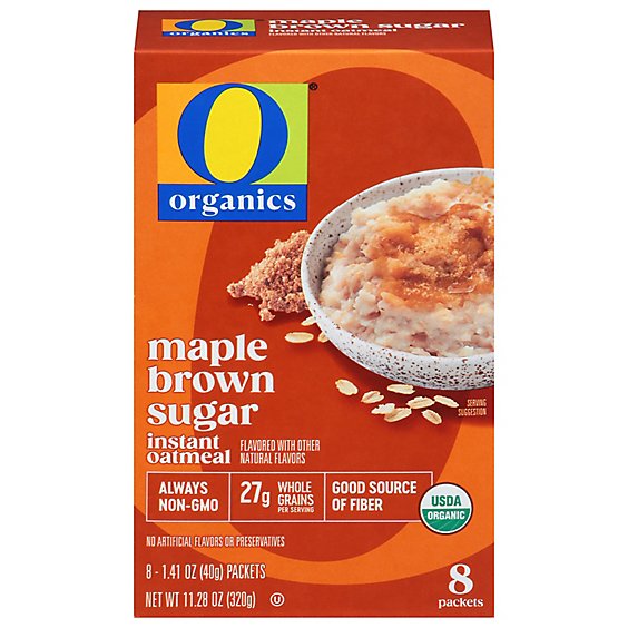 O Organics Organic Oatmeal Instant Maple Brown Sugar - 8-1.41 Oz