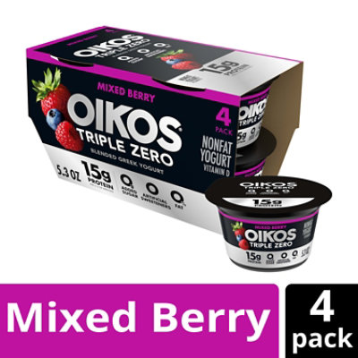 Oikos Triple Zero Mixed Berry Greek Yogurt Multipack - 4-5.3 Oz - Image 1