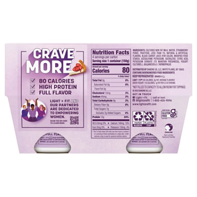 Light + Fit Nonfat Gluten-Free Strawberry Cheesecake Greek Yogurt Multipack - 4-5.3 Oz - Image 2