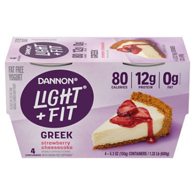 Dannon Light + Fit Yogurt Greek Nonfat Gluten Free Strawberry Cheesecake - 4-5.3 Oz