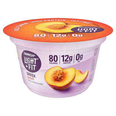  Dannon Light + Fit Yogurt Greek Nonfat Gluten Free Peach - 5.3 Oz 
