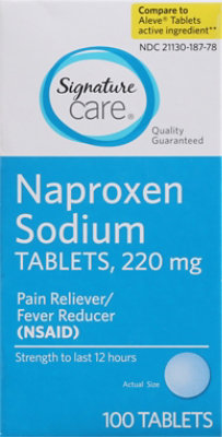 Signature Care Naproxen Sodium 220mg Rain Reliever Fever Reducer NSAID Tablet - 100 Count - Image 2