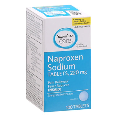 Signature Care Naproxen Sodium 220mg Rain Reliever Fever Reducer NSAID Tablet - 100 Count