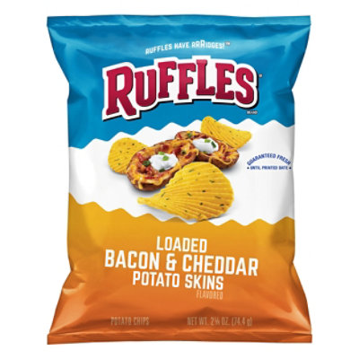 Ruffles Potato Chips Loaded Bacon & Cheddar Potato Skins - 2.62 Oz