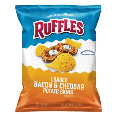 Ruffles Potato Chips Loaded Bacon & Cheddar Potato Skins - 2.62 Oz