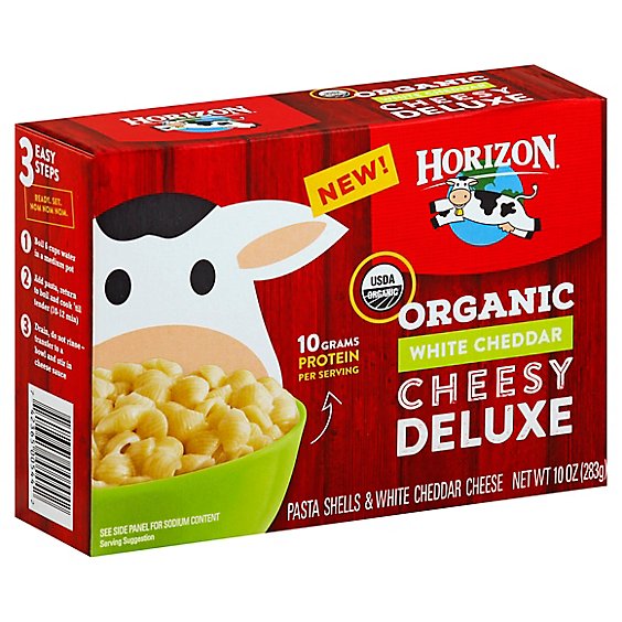 Horizon Organic Pasta Shells & White Cheddar Cheese Cheesy Deluxe Box - 10 Oz