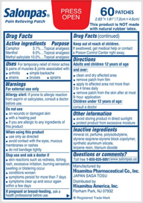 Salonpas Pain Relieving Patch - 60 Count - Image 6
