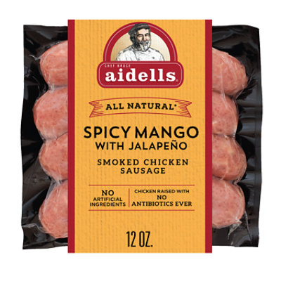 Aidells Smoked Chicken Sausage Links Spicy Mango with Jalapeno 4 Count - 12 Oz - Image 1