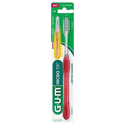 GUM Toothbrush Micro Tip Compact Soft 417 - 1 Count - Image 1