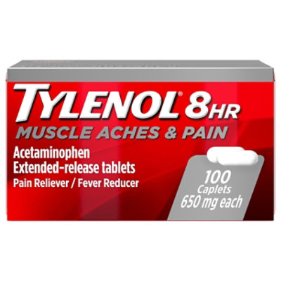 TYLENOL Pain Reliever/Fever Reducer Caplets 8 HR Muscle Aches & Pain 650 mg - 100 Count