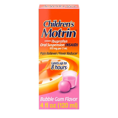 Motrin Childrens Pain Reliever Fever Reducer Oral Suspension Bubble Gum Flvr - 4 Fl. Oz.