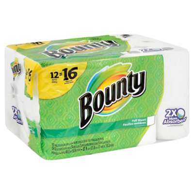 Bounty Paper Towels Full Sheet Big Rolls 2-Ply White Wrapper - 12 Roll ...