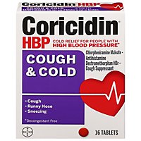 Coricidin HBP Cough & Cold Tablets - 16 Count - Image 1