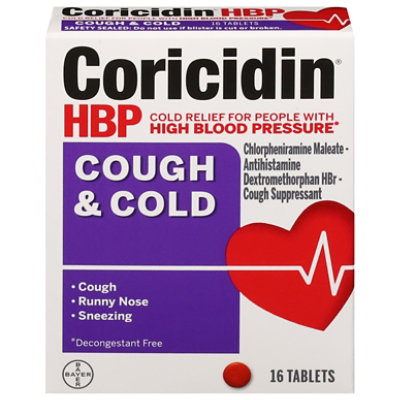 Coricidin HBP Cough & Cold Tablets - 16 Count - Vons