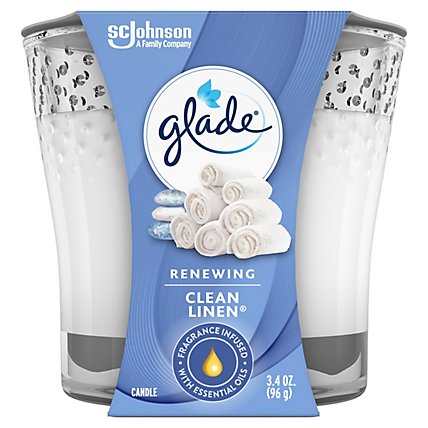 Glade Clean Linen Fragrance Infused With Essential Oils Lead Free 1 Wick Candle - 3.4 Oz - Image 2