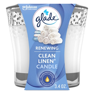 Glade Clean Linen Fragrance Infused With Essential Oils Lead Free 1 Wick Candle - 3.4 Oz - Image 2