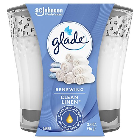 Glade Jar Candle Clean Linen Quickly Fills Rooms With Essential Oil Infused Fragrance 3.4 oz