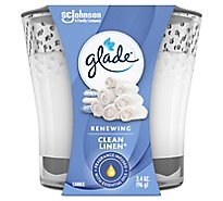 Glade Clean Linen Fragrance Infused With Essential Oils Lead Free 1 Wick Candle - 3.4 Oz