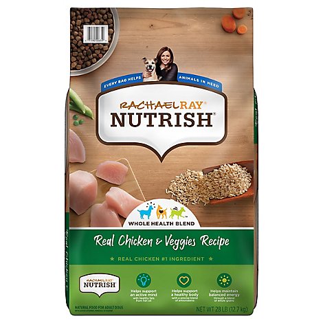 Rachael Ray Nutrish Adult Dry Dog Food Premium Real Chicken & Veggies Rice Recipe - 28 Lb