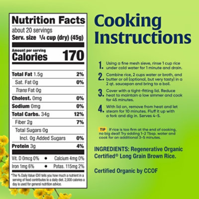 Lundberg Family Farms Regenerative Organic Certified Long Grain Brown Rice - 32 Oz - Image 5
