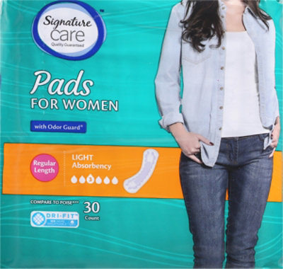 Signature Select/Care Ultra Thin Light Absorbency Bladder Control Pads For Women - 30 Count - Image 1