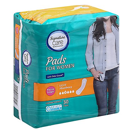 Signature Care Ultra Thin Light Absorbency Bladder Control Pads For Women - 30 Count - Image 1