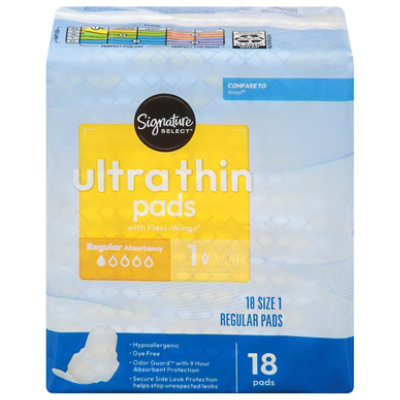 Signature Select/Care Ultra Thin Regular Absorbency With Flexi Wings Pads - 18 Count - Image 3