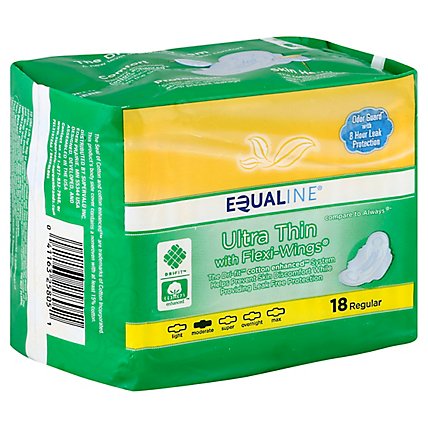 Signature Care Ultra Thin Regular Absorbency With Flexi Wings Pads - 18 Count - Image 1