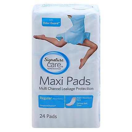 Signature Care Multi Channel Leakage Protection Regular Absorbency Maxi Pads - 24 Count - Image 3