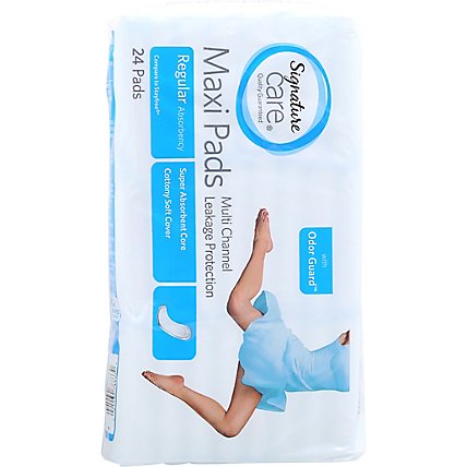 Signature Care Multi Channel Leakage Protection Regular Absorbency Maxi Pads - 24 Count - Image 5