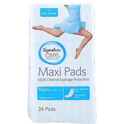 Signature Care Multi Channel Leakage Protection Regular Absorbency Maxi Pads - 24 Count - Image 2