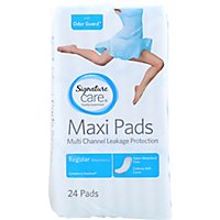 Signature Care Multi Channel Leakage Protection Regular Absorbency Maxi Pads - 24 Count - Image 2