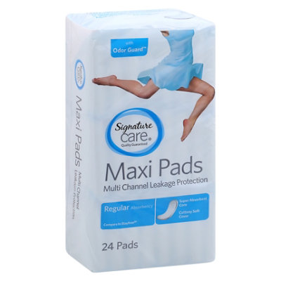 Signature Select/Care Multi Channel Leakage Protection Regular Absorbency Maxi Pads - 24 Count