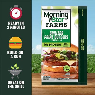 MorningStar Farms Veggie Burgers Plant Based Protein Grillers Prime 4 Count - 10 Oz - Image 4