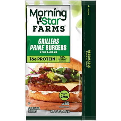 MorningStar Farms Veggie Burgers Plant Based Protein Grillers Prime 4 Count - 10 Oz - Image 6