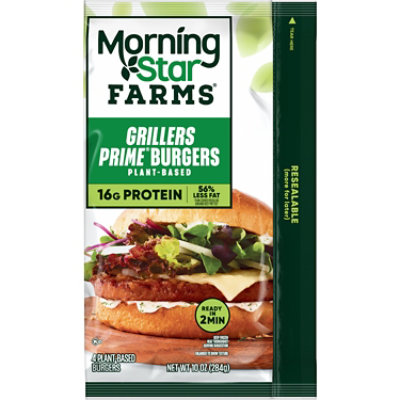 MorningStar Farms Veggie Burgers Plant Based Protein Grillers Prime 4 Count - 10 Oz - Image 7