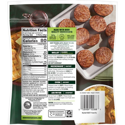 MorningStar Farms Veggie Breakfast Plant Based Sausage Patties Original Vegan Meat - 6 - 8 Oz - Image 7